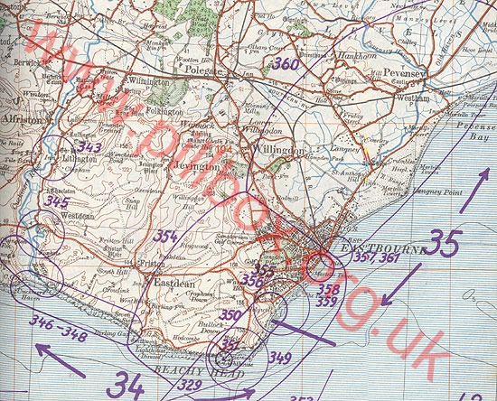 German map of Cuckmere Haven - Eastbourne - Pevensey Bay